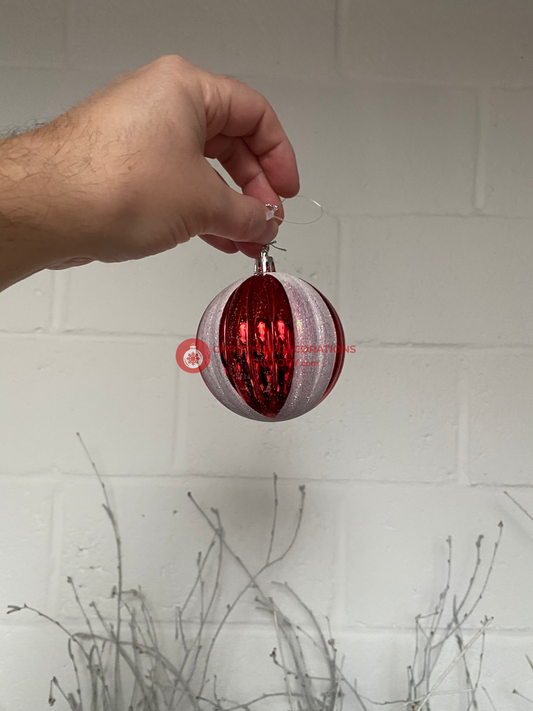 80mm Segment Swirl Candy Ball Bauble