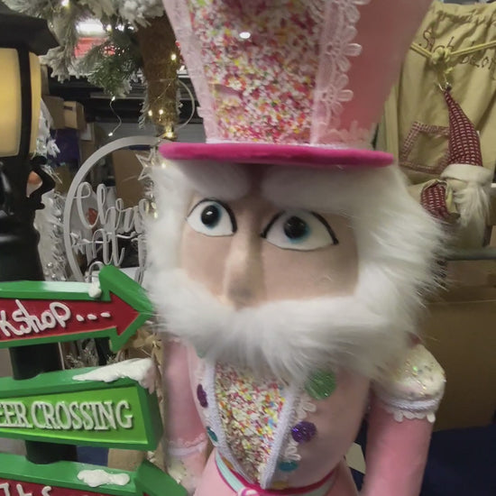 102cm Pink Fabric Candy Cane Nutcracker