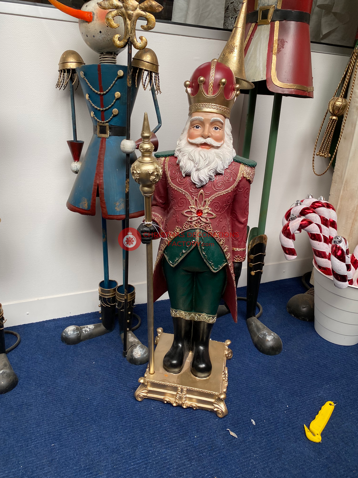 92cm Santa Resin Red/Green/Gold Nutcracker