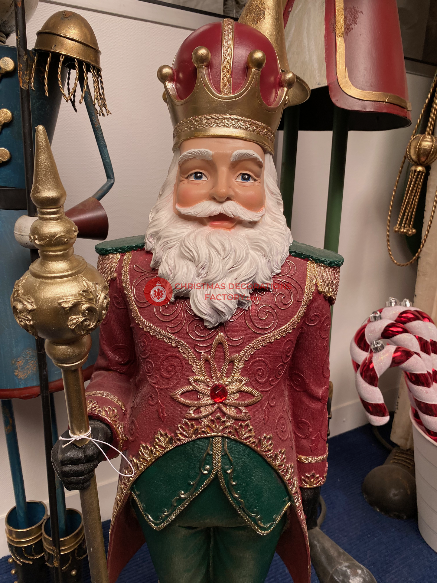 92cm Santa Resin Red/Green/Gold Nutcracker