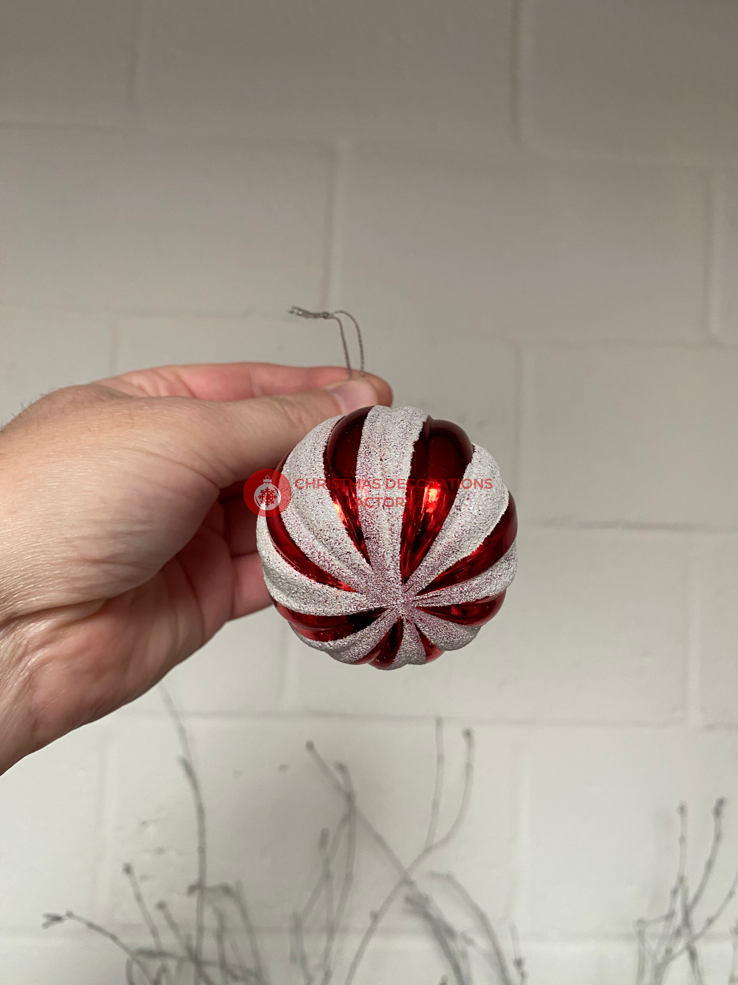9cm Candy Cane Swirl Bauble