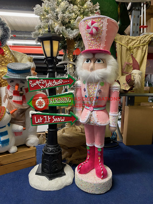 102cm Pink Fabric Candy Cane Nutcracker