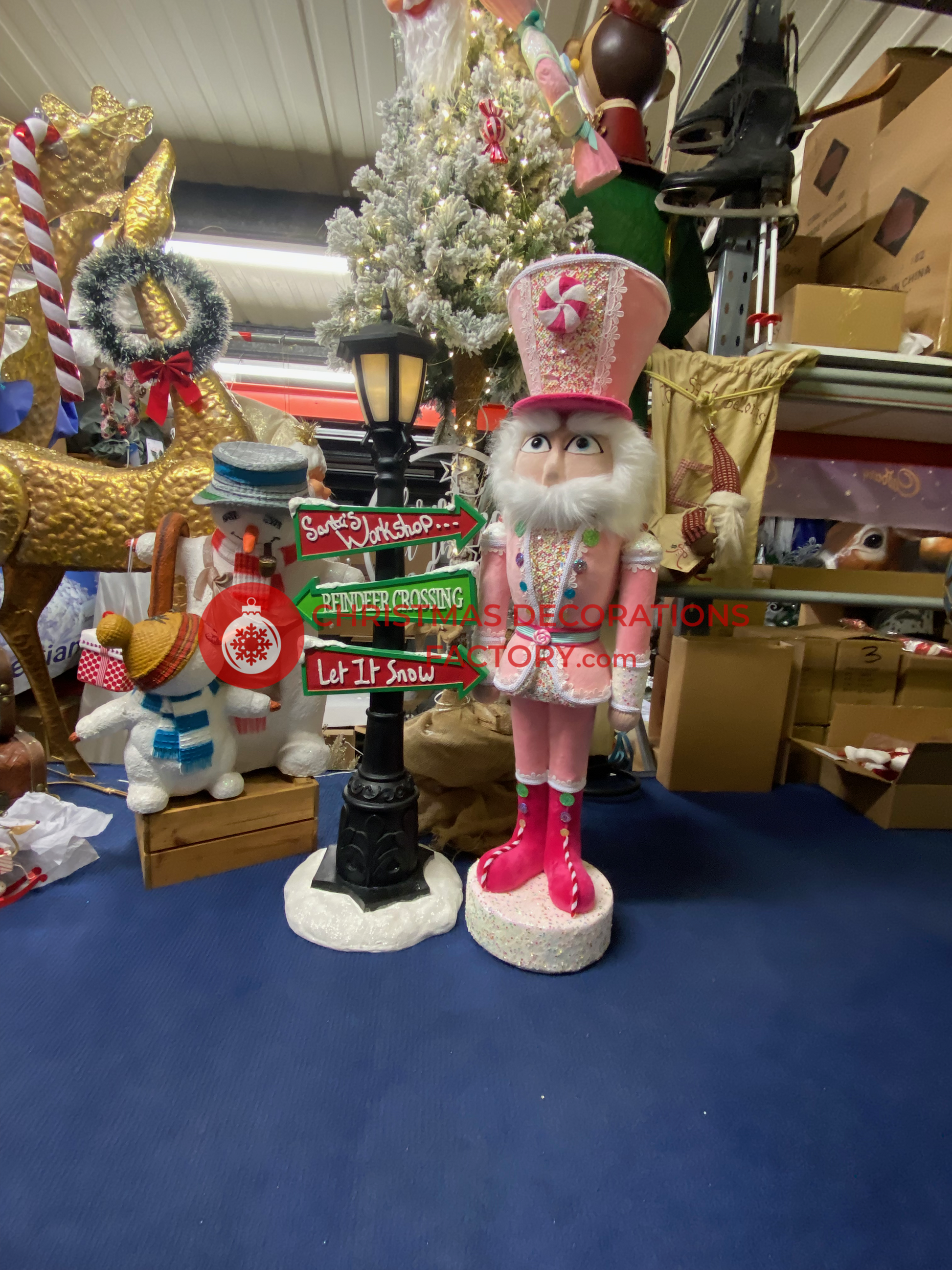 102cm Pink Fabric Candy Cane Nutcracker