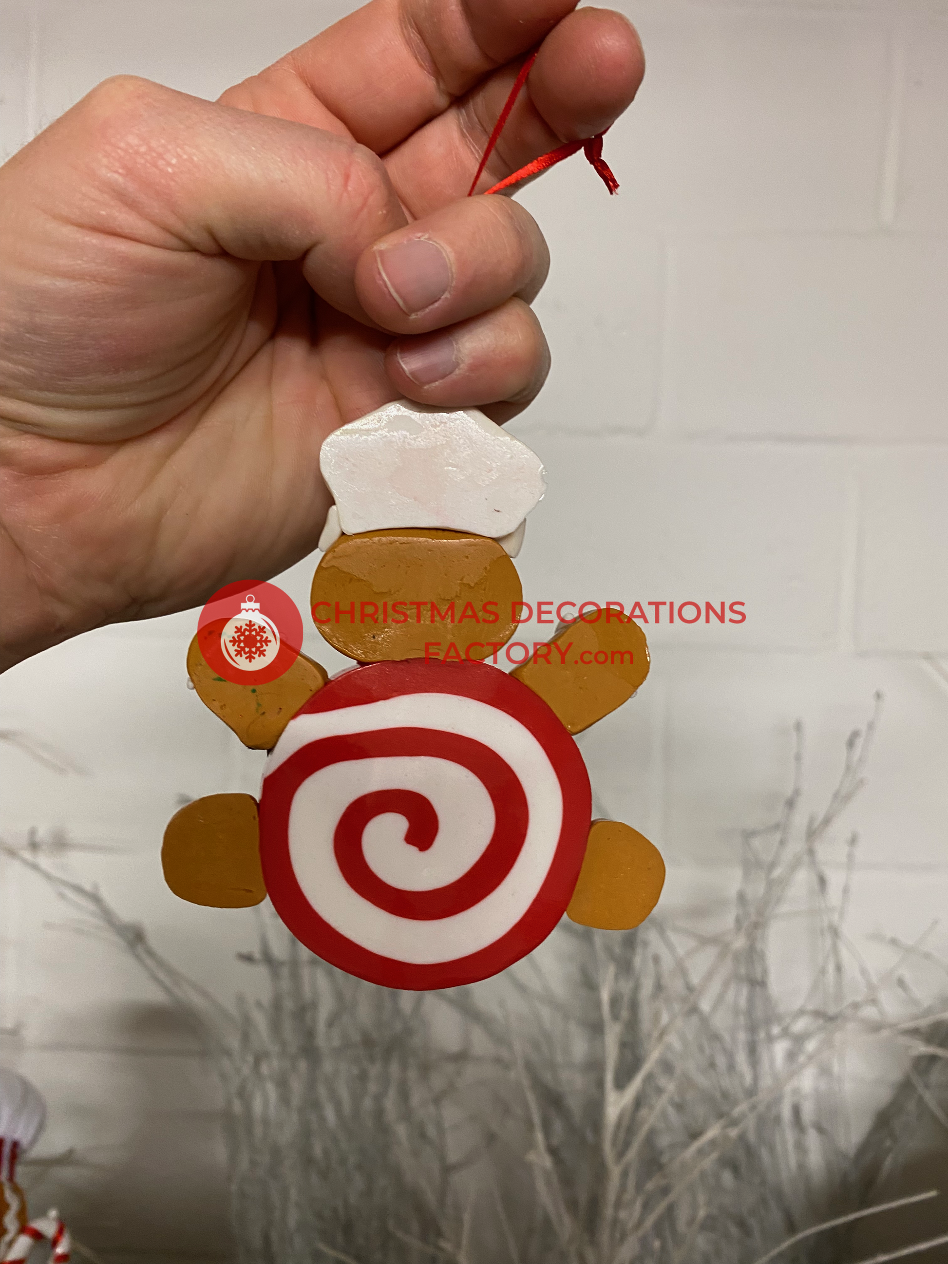 11cm Gingerbread Clay Bauble - Chef Hat Design