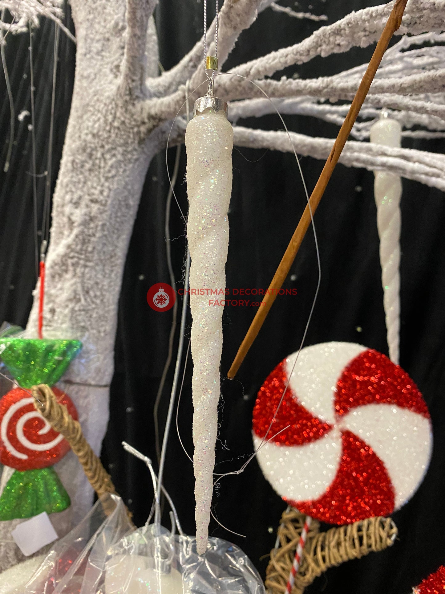 19cm White Glitter Icicle
