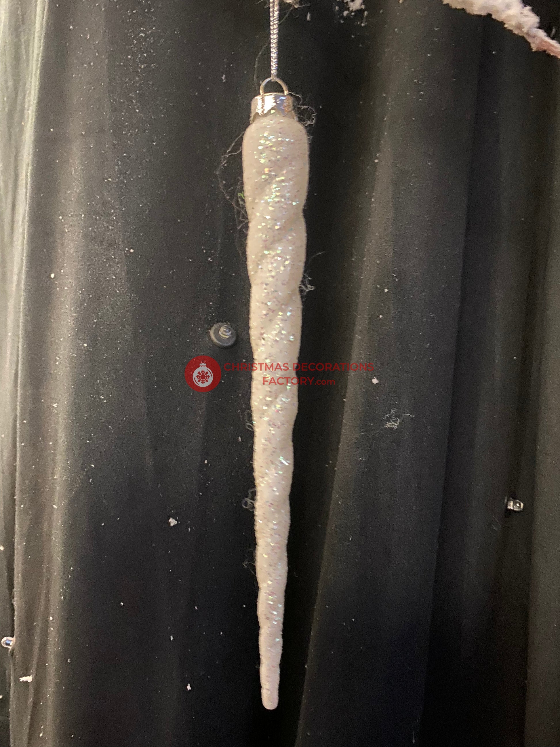 19cm White Glitter Icicle