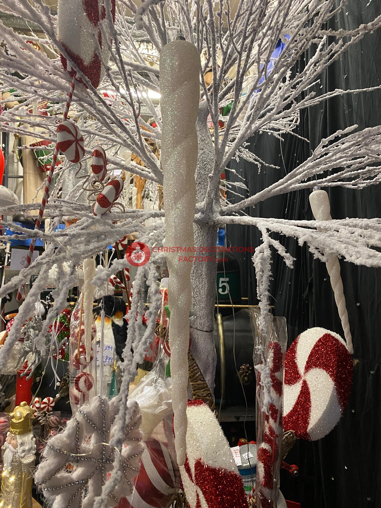 37cm White Glitter Icicle